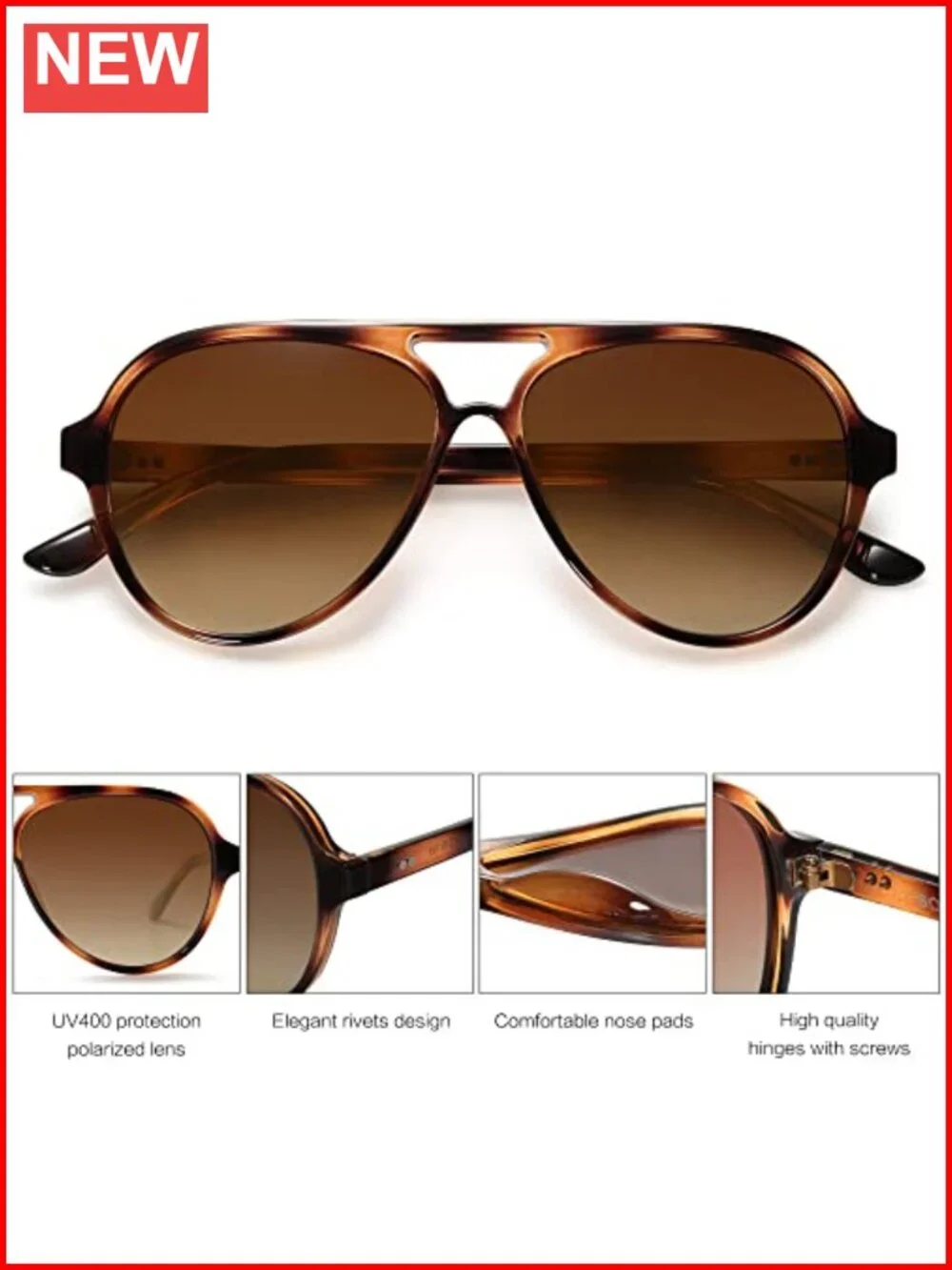 Classic Polarized Aviator Sunglasses with UV400 TAC Lenses